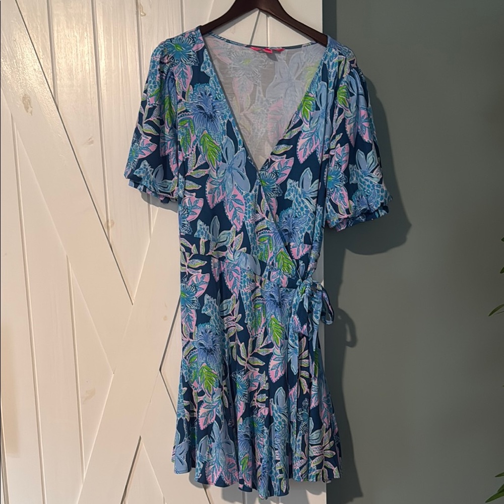 Lilly Pulitzer Blue and Pink Wrap Dress